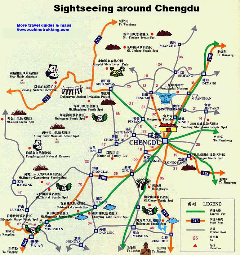 แผนที่ท่องเที่ยวเฉิงตู (Chengdu Sightseeing Map): แนะนำสถานที่ท่องเที่ยวและเส้นทางการเดินทางที่คุณต้องไม่พลาด